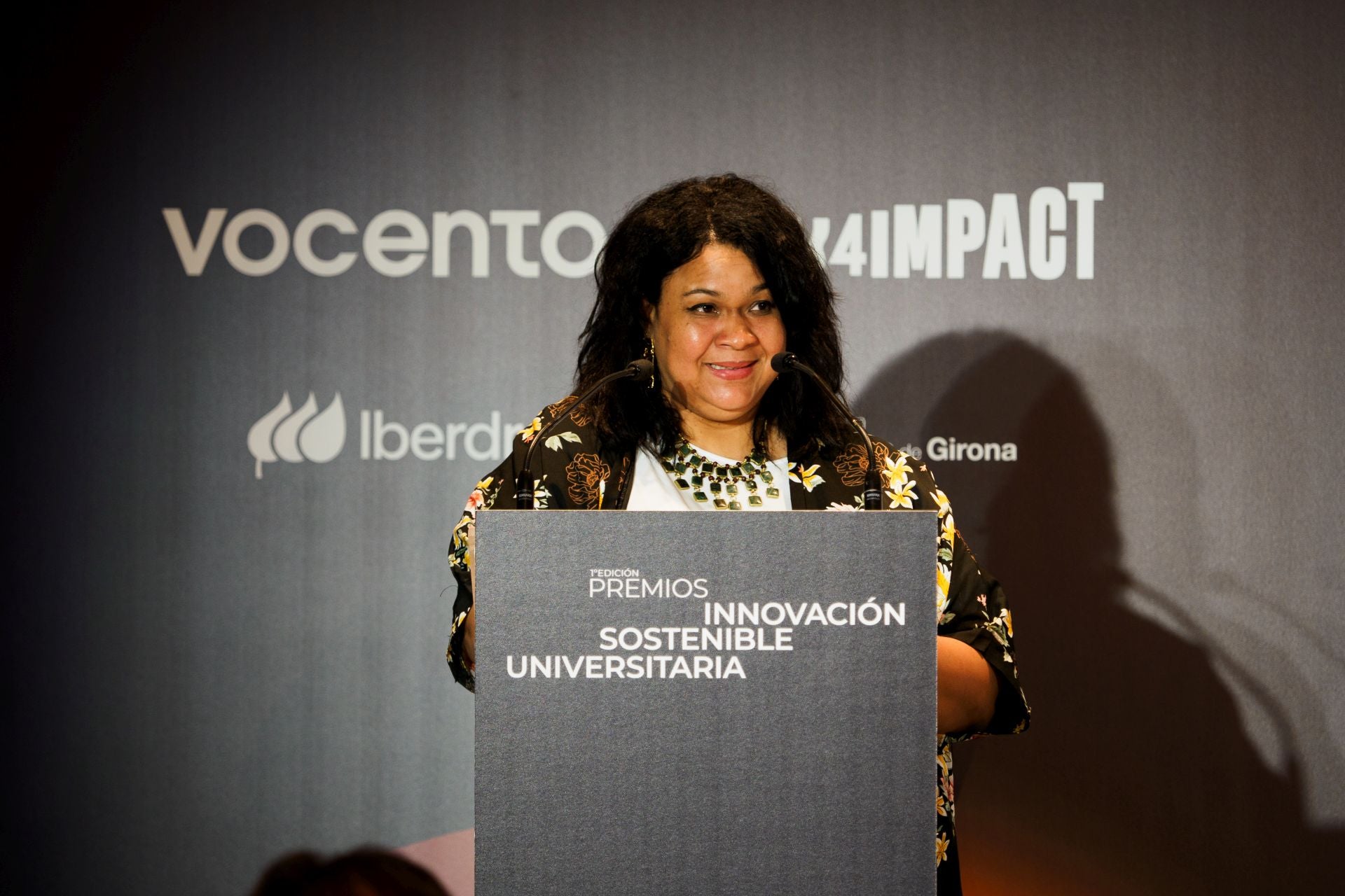 Xenia Perera Sokolova, estudiante de la Universidad Internacional de Valencia, en su discurso de agradecimiento