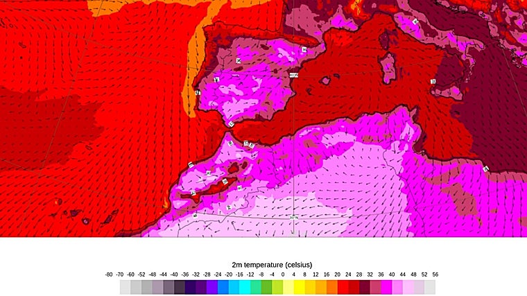 Temperaturas de la superficie terrestre el viernes