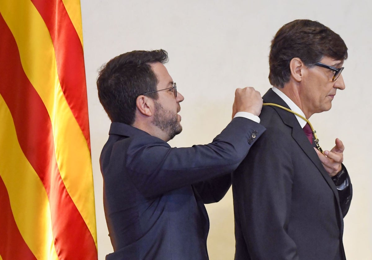 Salvador Illa tomando posesión como nuevo presidente de la Generalitat de Catalunya