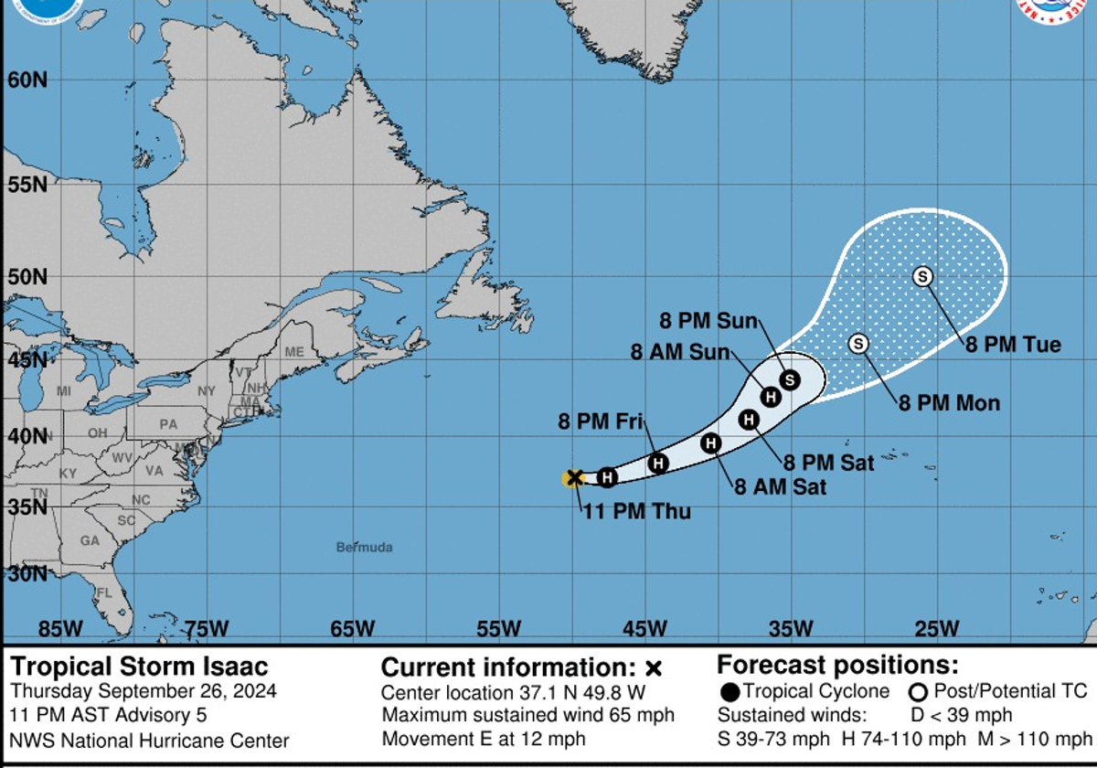Imagen de la tormenta tropical Isaac