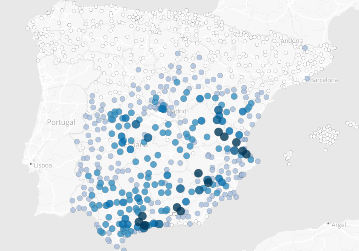 Mapa de las lluvias acumuladas el martes 29 de octubre de 2024