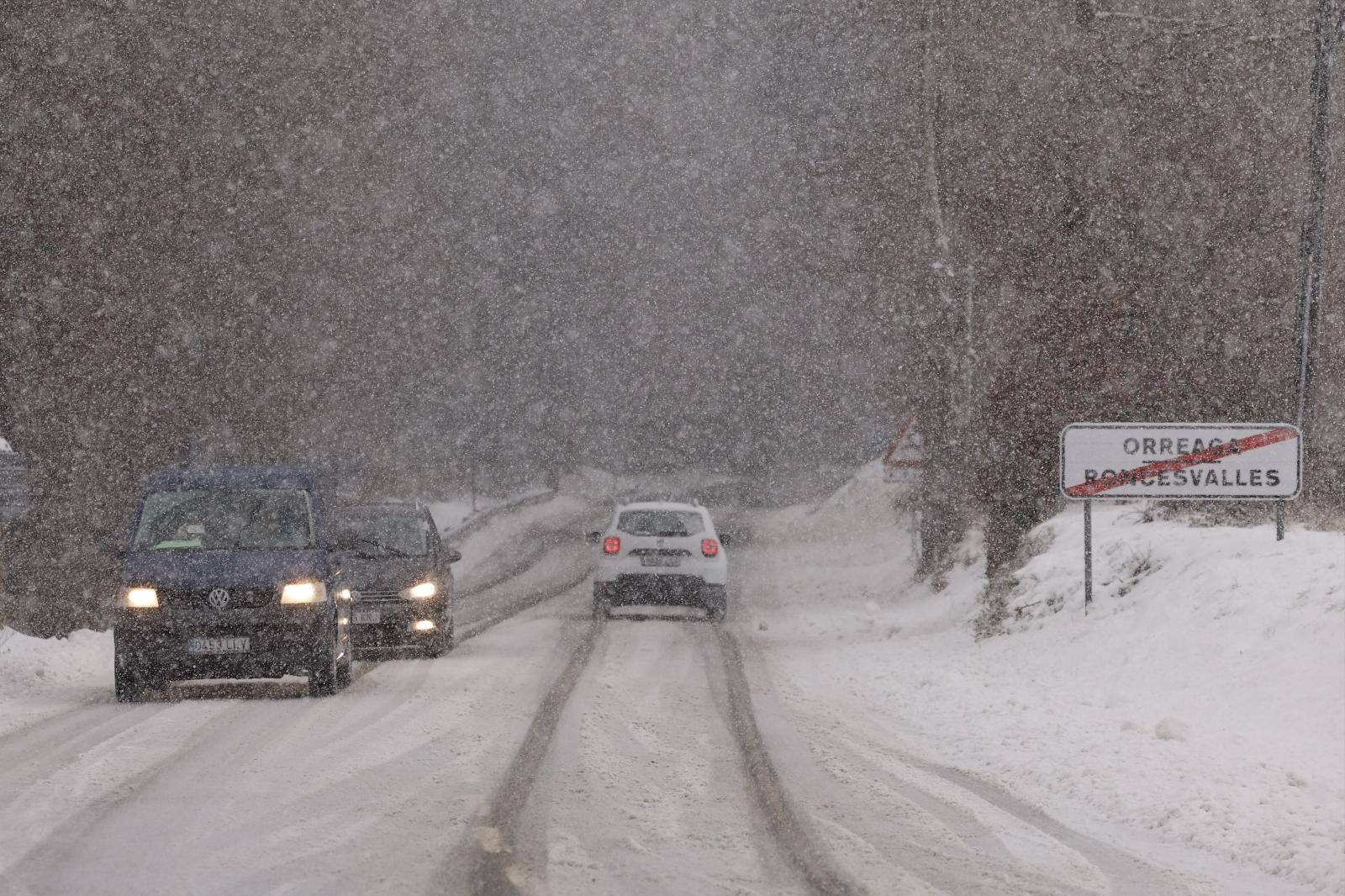 Temporal de nieve en Roncesvalles, este domingo