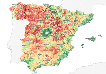 El mapa de los municipios ganadores y perdedores de población en el siglo XXI en España