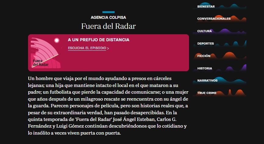 Uno de los apartados del microsite 'Un verano por escuchar...'