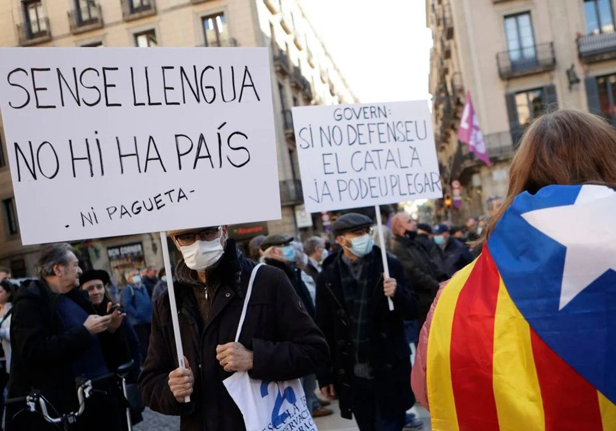 Manifestación a favor del catalán