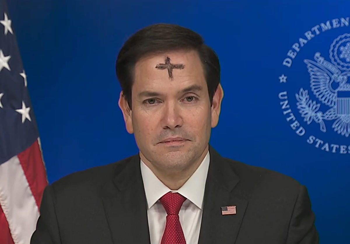 Marco Rubio, con la cruz de ceniza en la frente.