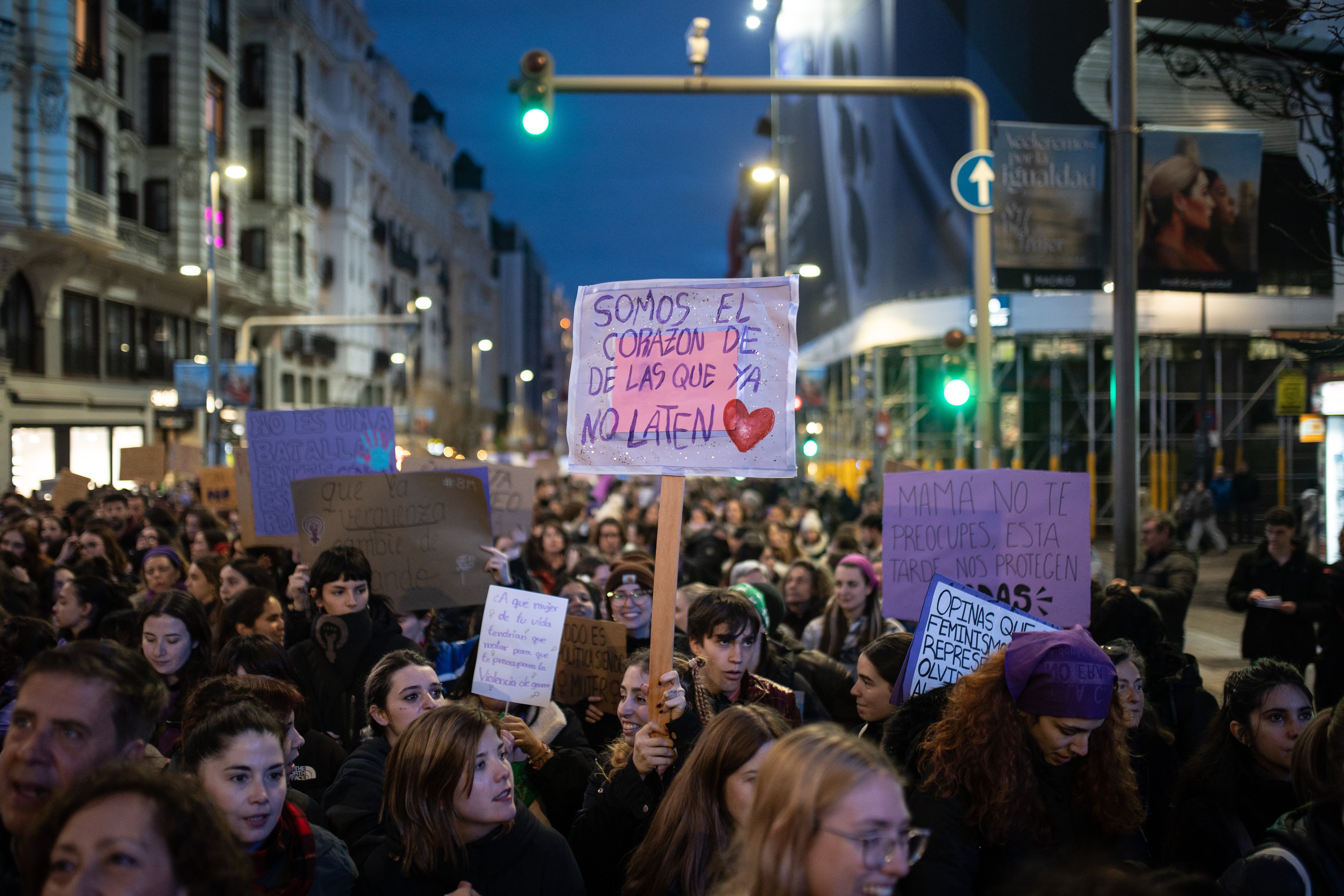 Uno de los carteles durante la manifestación del 8M en Madrid convocada por el Movimiento Feminista