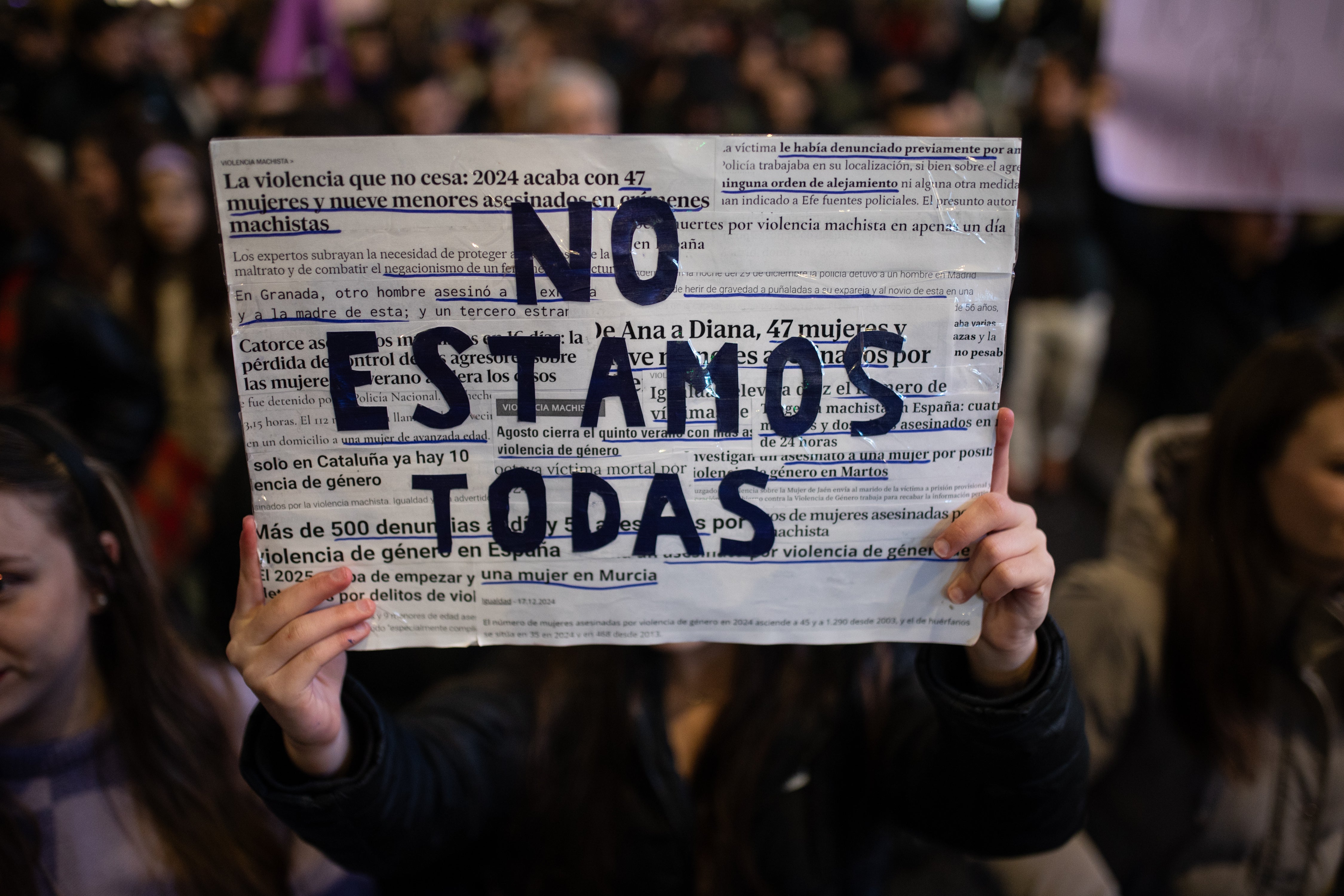 Uno de los carteles durante la manifestación del 8M en Madrid convocada por el Movimiento Feminista