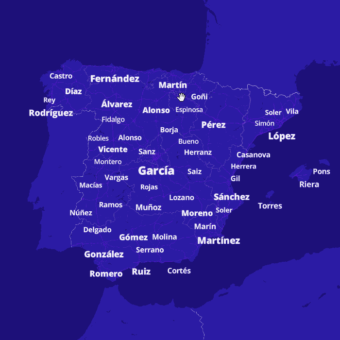 El mapa de los apellidos, por municipios