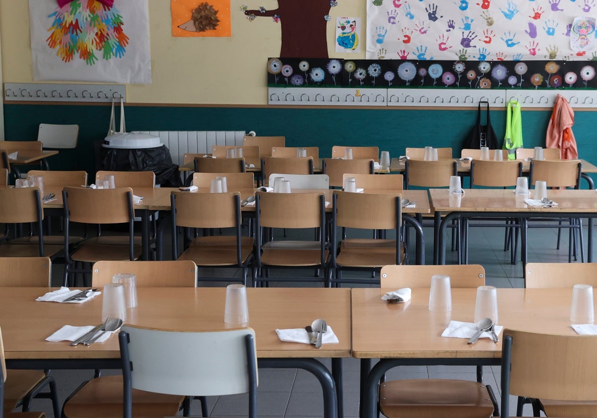 Un comedor en un colegio de Arganda del Rey, en Madrid