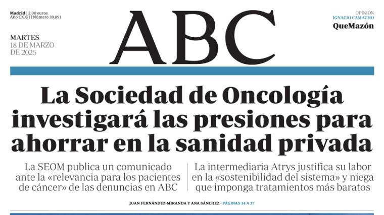 Portada de ABC del martes 18 de marzo de 2025