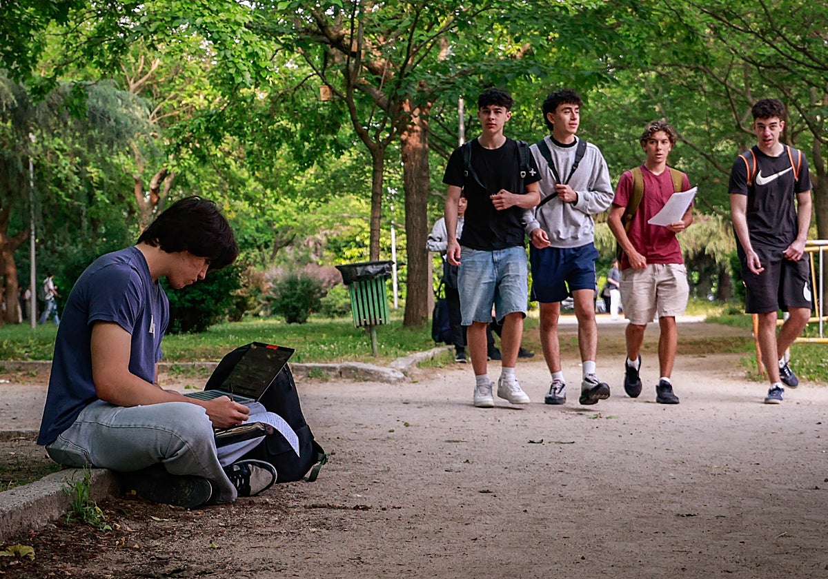 Alumnos repasan en la Facultad de Químicas antes de examinarse de la PAU en Madrid