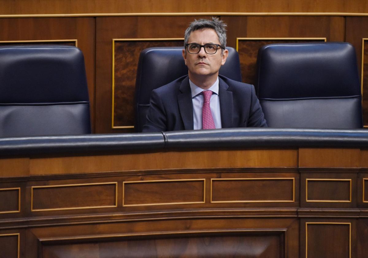 El ministro de la Presidencia, Relaciones con las Cortes y Justicia, Félix Bolaños, durante una sesión plenaria