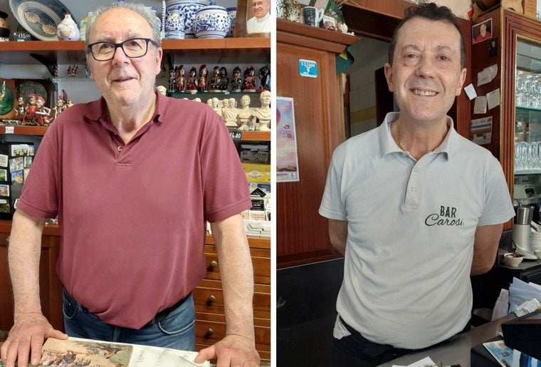 A la izquierda, Maurizio Carosi, dueño de una bodega en Castel Gandolfo. A la derecha, su hermano Stefano, en el bar que regenta