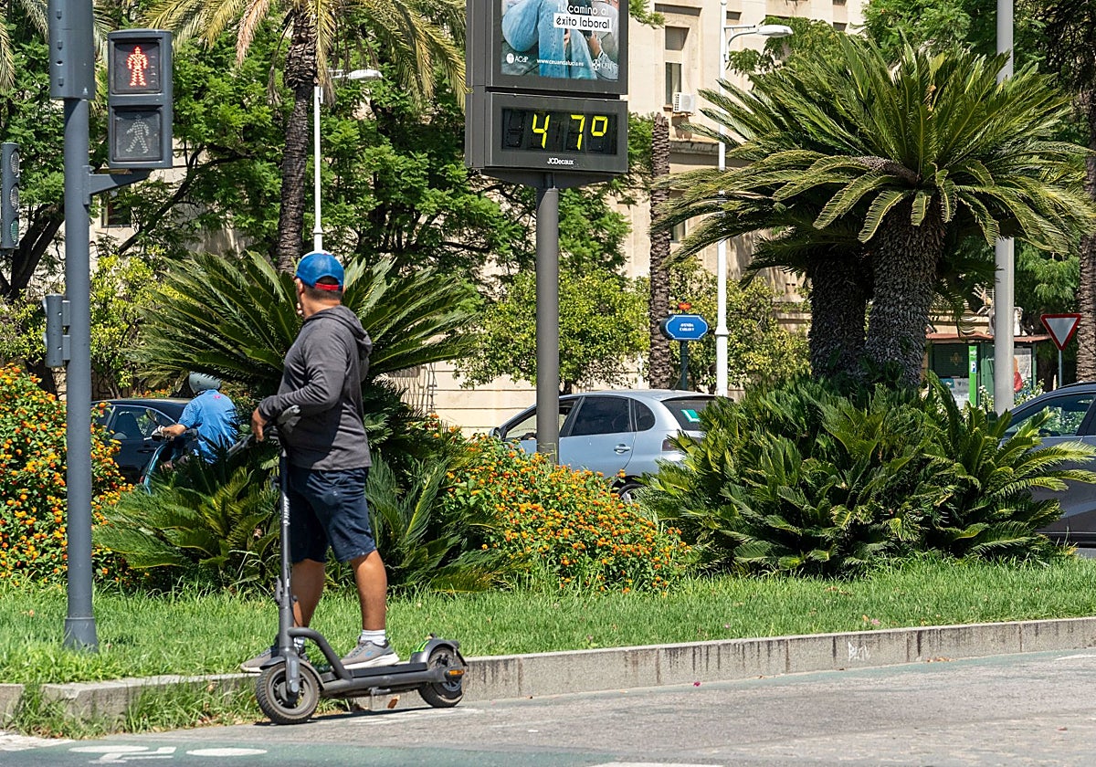 Termómetro en la segunda ola de calor en Sevilla