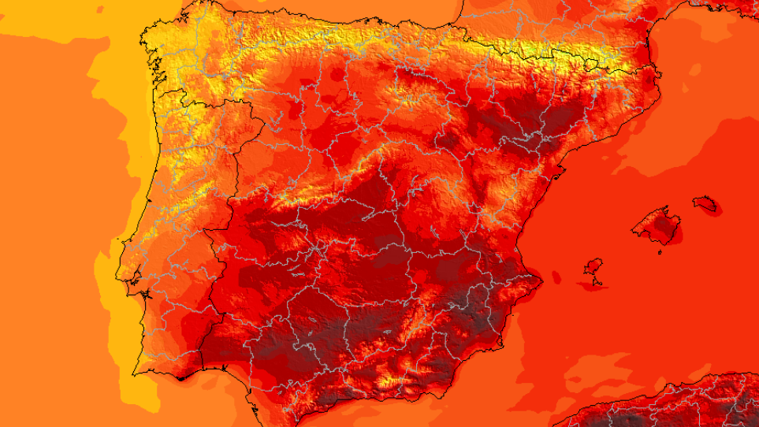Mapa de temperaturas de este sábado por la tarde