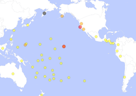El mapa de las alertas de tsunami por el terremoto de Rusia