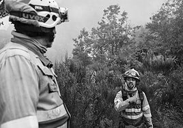 La lucha contra el fuego de Francisco, Javier y Jesús María en el valle de Fornela, en imágenes