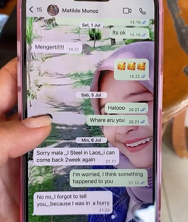 Los supuestos mensajes de Mati con la empleada del hotel