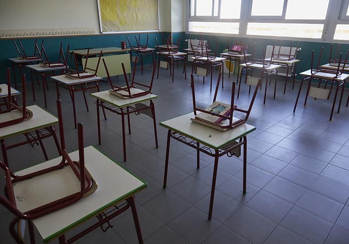 Aula de un colegio sin alumnos