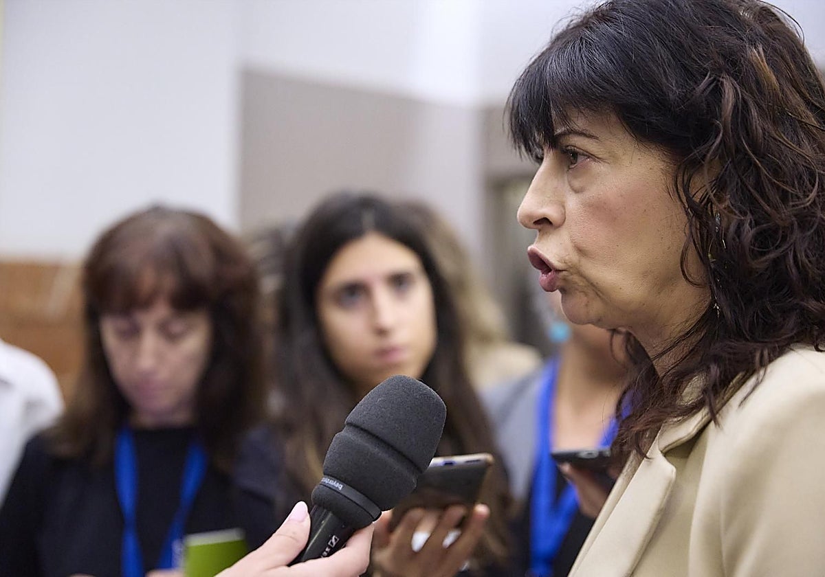 La ministra Redonda atiende a los medios en los pasillos del Congreso