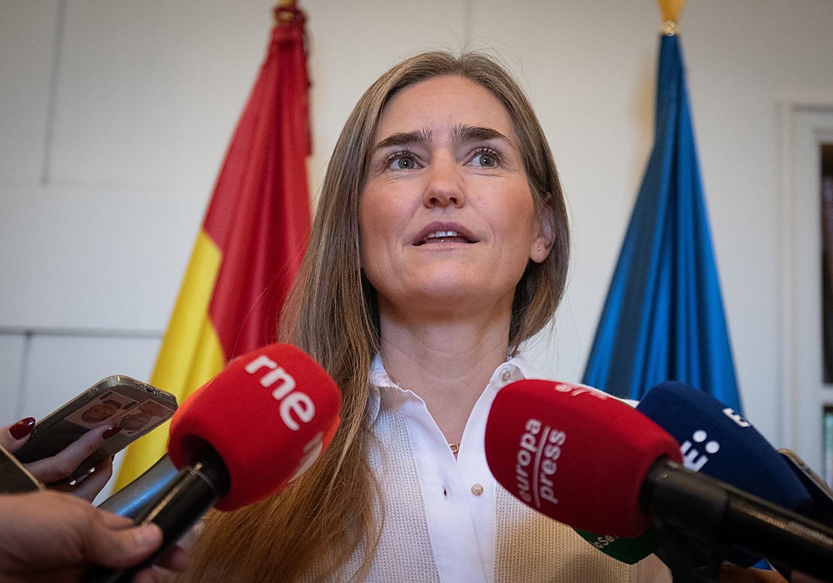 La vicepresidenta del Gobierno y ministra para la Transición Ecológica y el Reto Demográfico, Sara Aagesen, tras una reunión con los agentes sociales para abordar el Pacto de Estado frente a la emergencia climática en Madrid