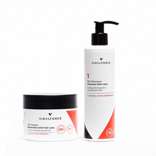 Pack Prevención Caída del pelo Bio de Vidalforce (24,99 €). Un champú y una mascarilla Bio con 20 activos naturales que regulan la secreción sebácea y ayudan a evitar la caída del cabello. Un pack libre de químicos, siliconas y derivados del petróleo, que detoxifica el cabello y el cuero cabelludo a la vez que restaura la estructura capilar de daños como tintes o tratamientos. Ideal para los papás más ecológicos.