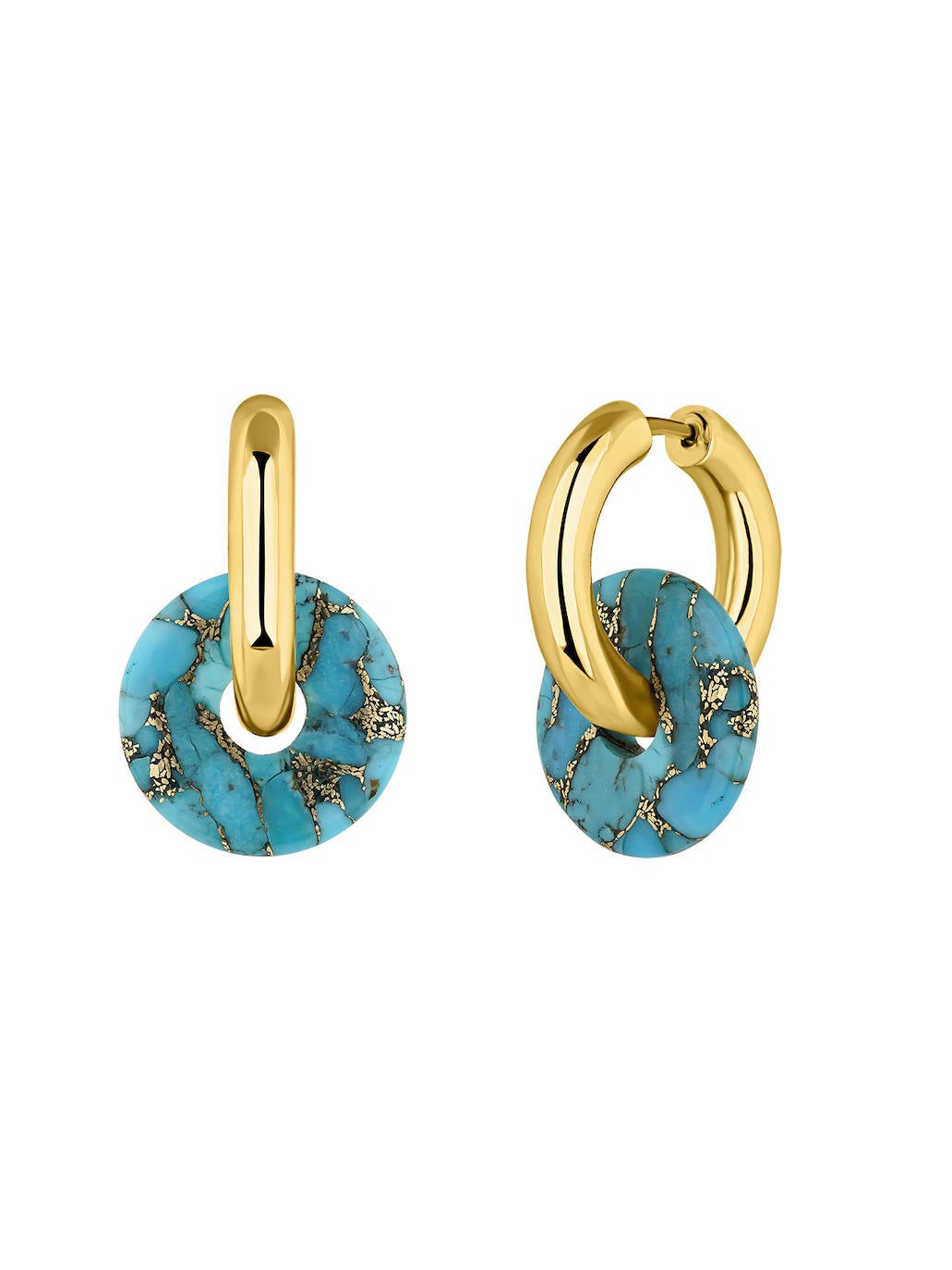 Pendientes de aro  de Aristocrazy (129 €). De oro amarillo de 18 quilates  y piedra azul. 
