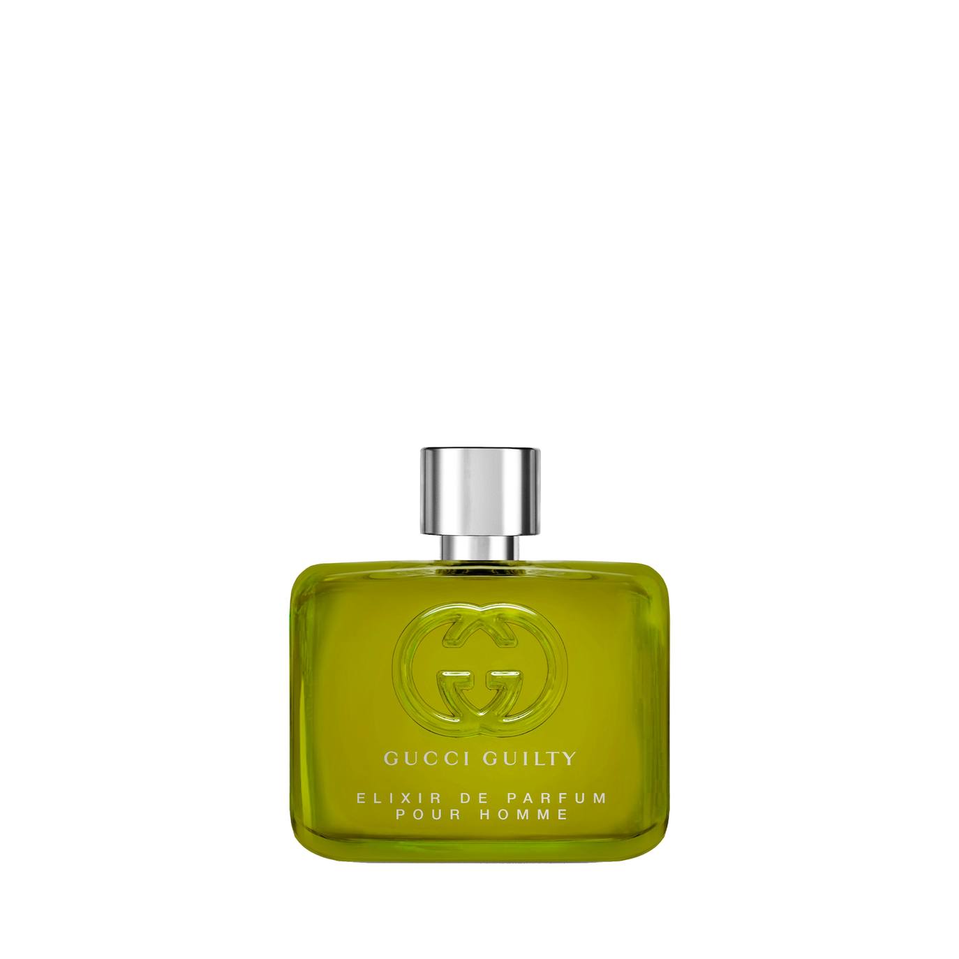 Gucci Guilty Elixir Parfum Pour Homme (165 €, 60 ml). Fragancia ambarina de cuero que contiene el preciado pachulí -el ingrediente característico de Gucci Guilty- amplificado en concentración para intensificar su impacto. La esencia original se magnifica con la infusión de extracto de vainillina, mientras que la adición de noble aceite de Iris imparte un aroma cálido y envolvente. Elevando su naturaleza distintiva, el estimulante Ambrofix™, complementado con toques ahumados de Nuez Moscada, eleva el aroma a su máxima expresión. Por último, las notas de fondo de Benjuí impregnan la fragancia de profundidad y magnetismo.