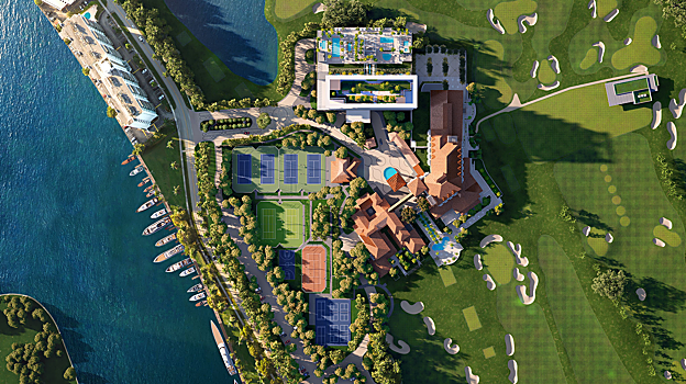 Vista aérea de las instalaciones deportivas del Shell Bay Club