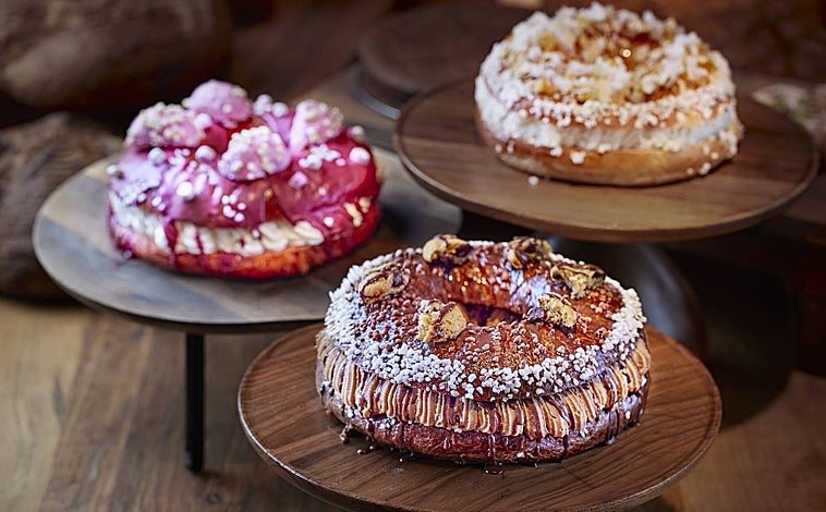 Imagen principal - Los Roscones de Reyes son un imprescidible para probar o llevar si se pasa por Thompson Madrid estos días