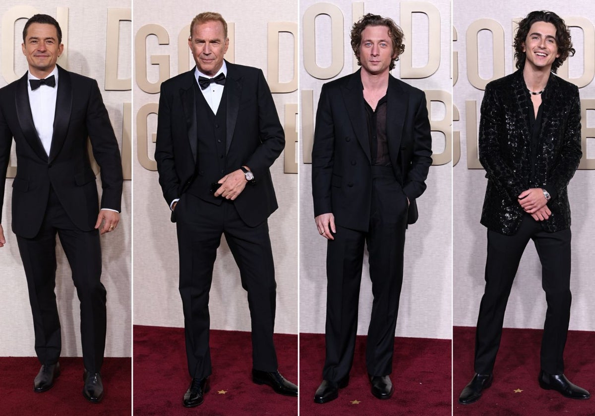 Orlando Bloom, Kevin Costner, Jeremy Allen White y Timothée Chalamet, entre los hombres más elegantes de los Globos de Oro 2024.