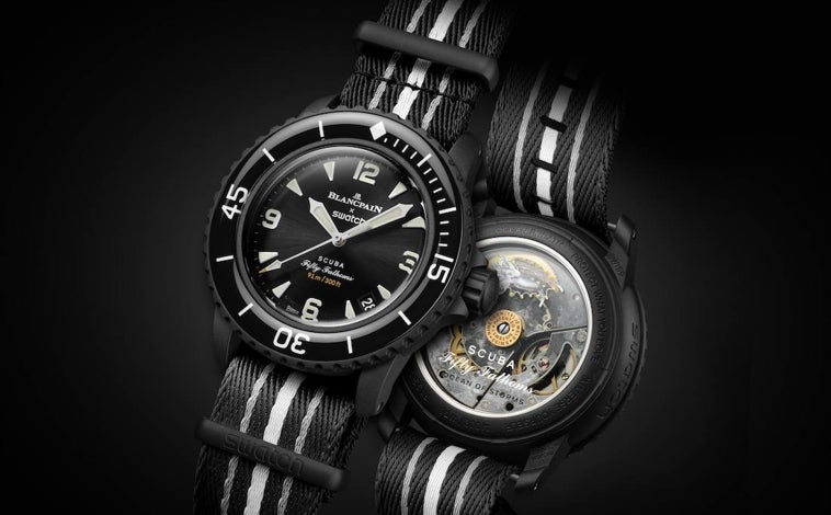 Imagen principal - Detalles del nuevo Bioceramic Scuba Fifty Fathoms Ocean of Storms