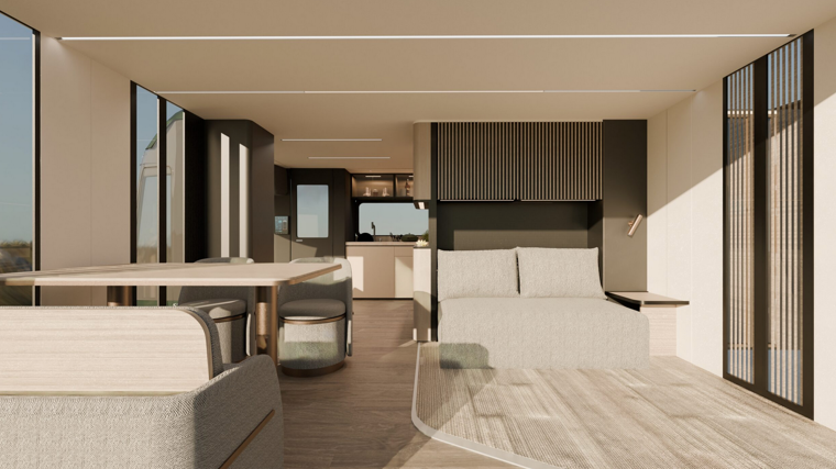 Imagen del interior de la caravana diseñada por Pininfarina