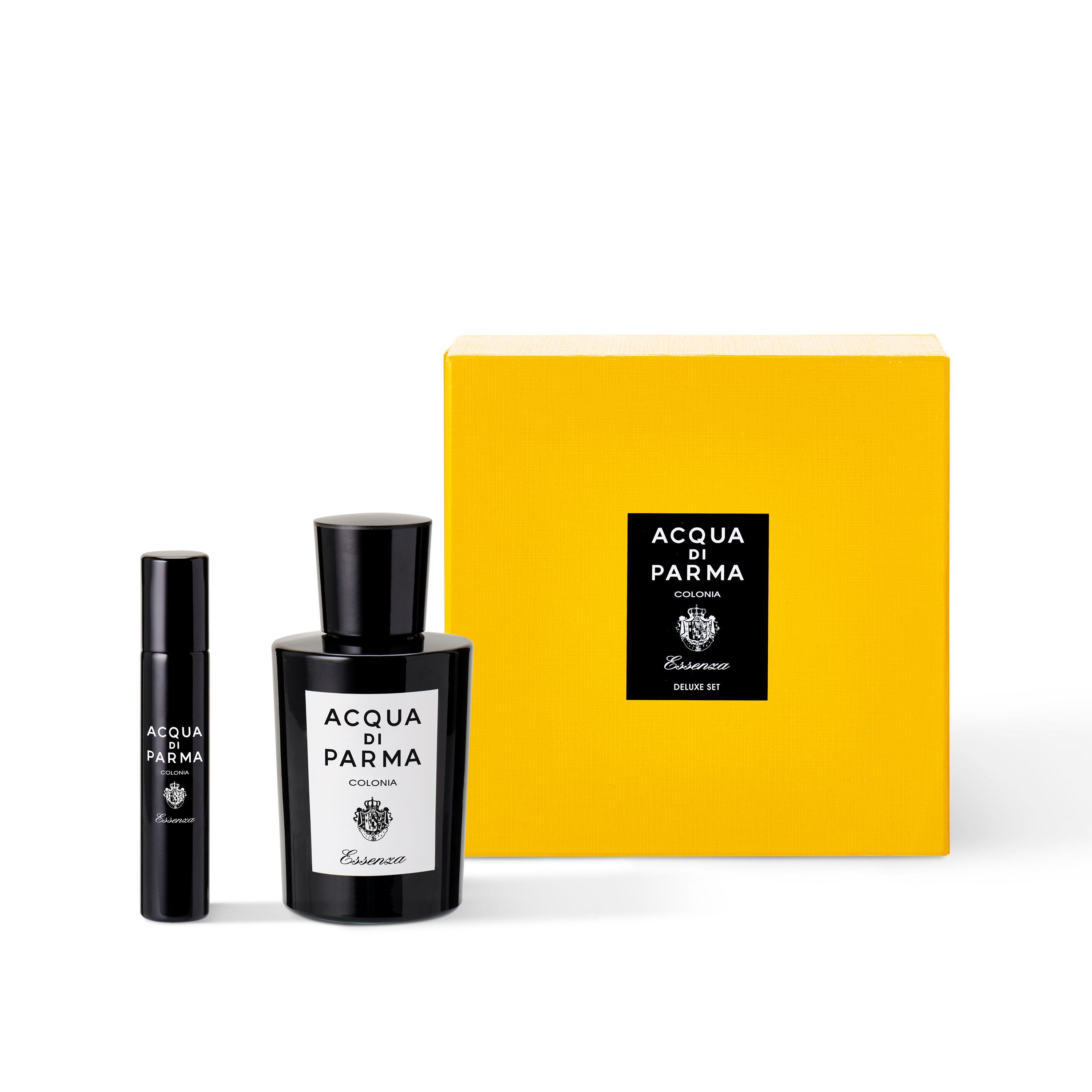 Essenza Deluxe Set de Acqua Di Parma (163 euros). Los frutti d´oro emblemáticas de Acqua di Parma ―limón, naranja y bergamota― se combinan con pomelo, mandarina y petitgrain abriendo un corazón con matices de rosa, jazmín y clavo para dejar una estela de vetiver, almizcle, ámbar y pachuli exquisita elegante y sofisticada.