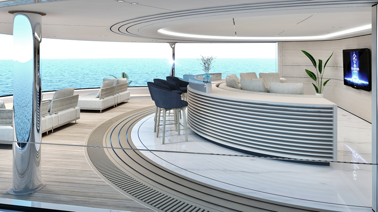 Imagen de comedor exterior del yate Day One