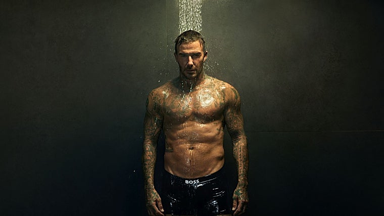 Beckham posa con prendas de la colección BOSS ONE Bodywear