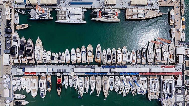 Vista aérea de los yates del Palma International Boat Show