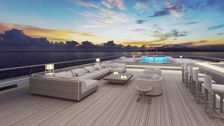El barco incluye piscina y helipuerto entre otras comodidades