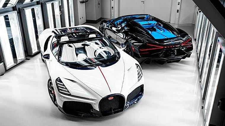 The first two Bugatti Mistral W16s leave the Molsheim factory