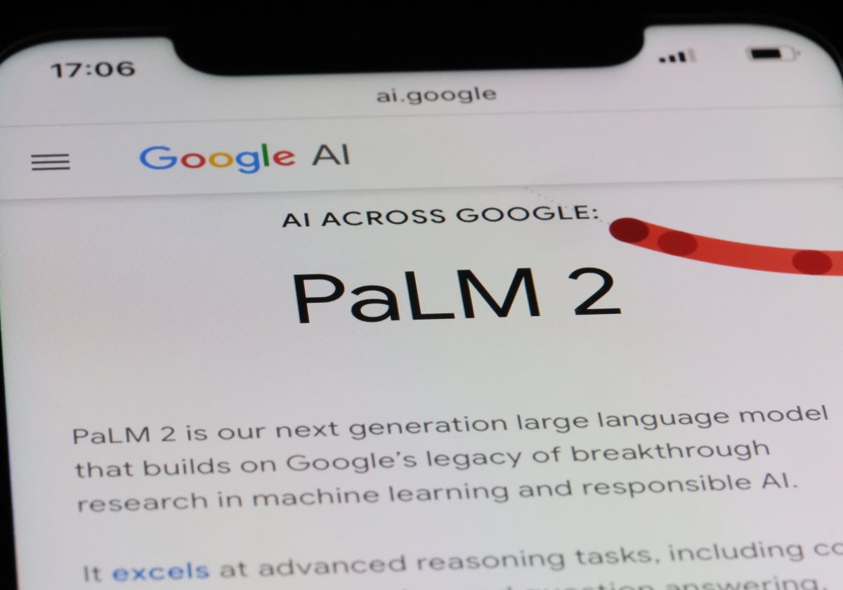 Fotografía de un buscador de una búsqueda de Google de PaLM 2