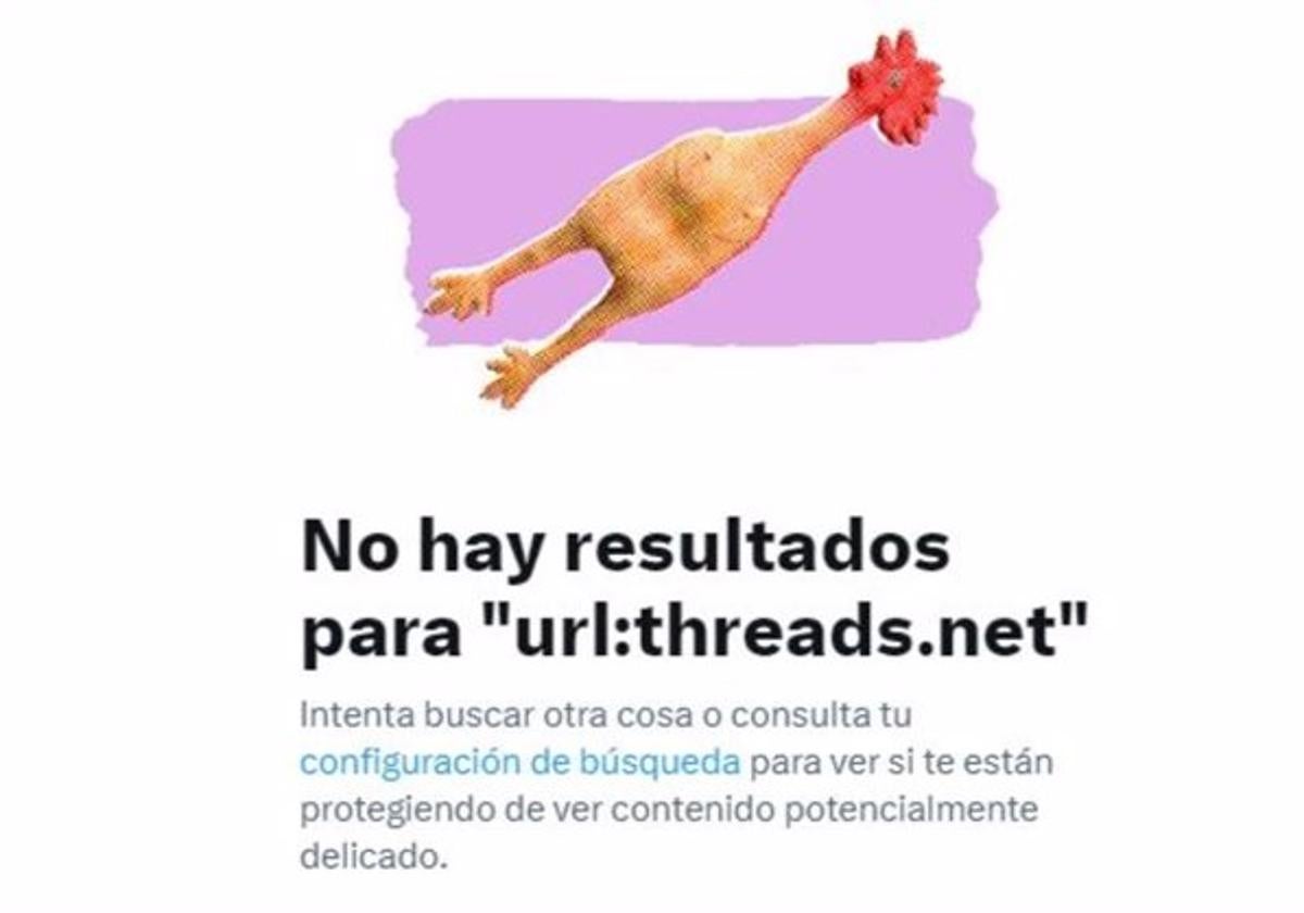 Captura de Twitter en la búsqueda de enlaces de Threads