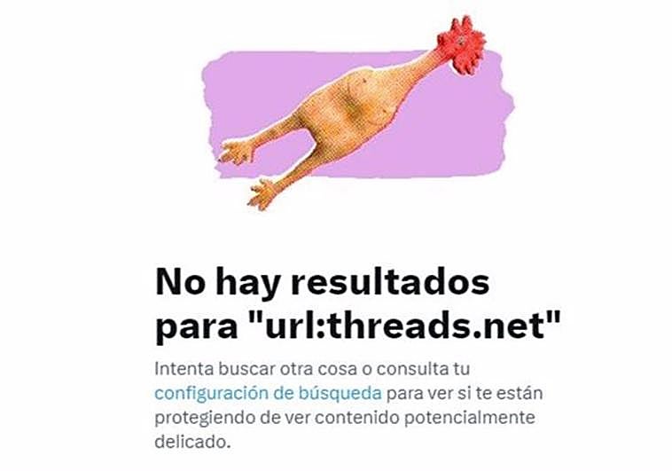 Captura de Twitter en la busqueda de enlaces de Threads