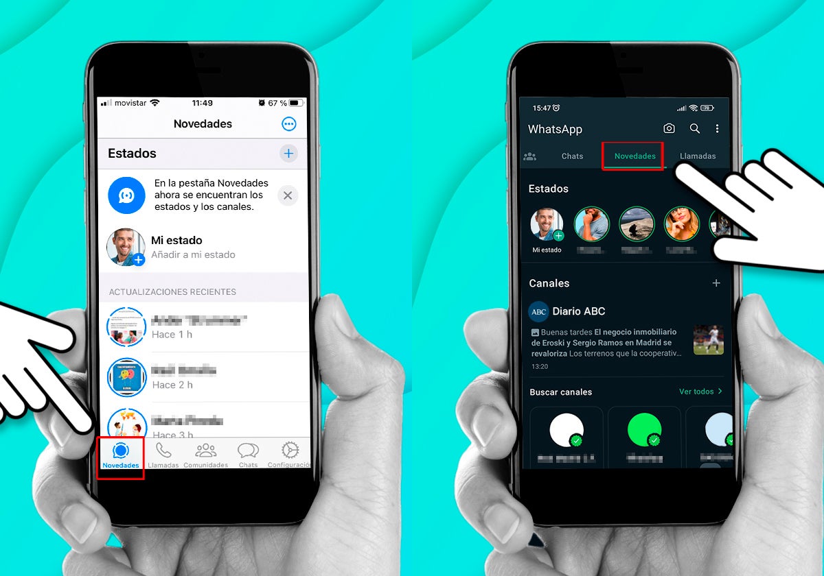 ¿Dónde sale el canal una vez que ya nos estás siguiendo? A la izquierda, un iPhone, a la derecha, un Android.