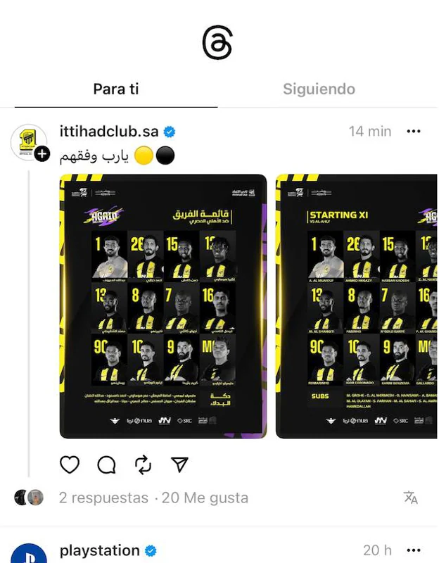 Así se ven las fotos en las publicaciones de Threads. Es suficiente con deslizar el dedo sobre la pantalla para ir pasándolas. No hace falta pinchar en la publicación para ello