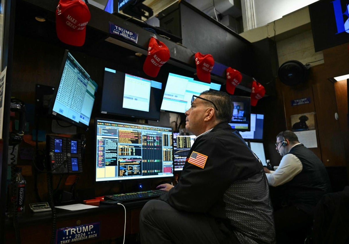 Un operador en la Bolsa de Nueva York, este lunes