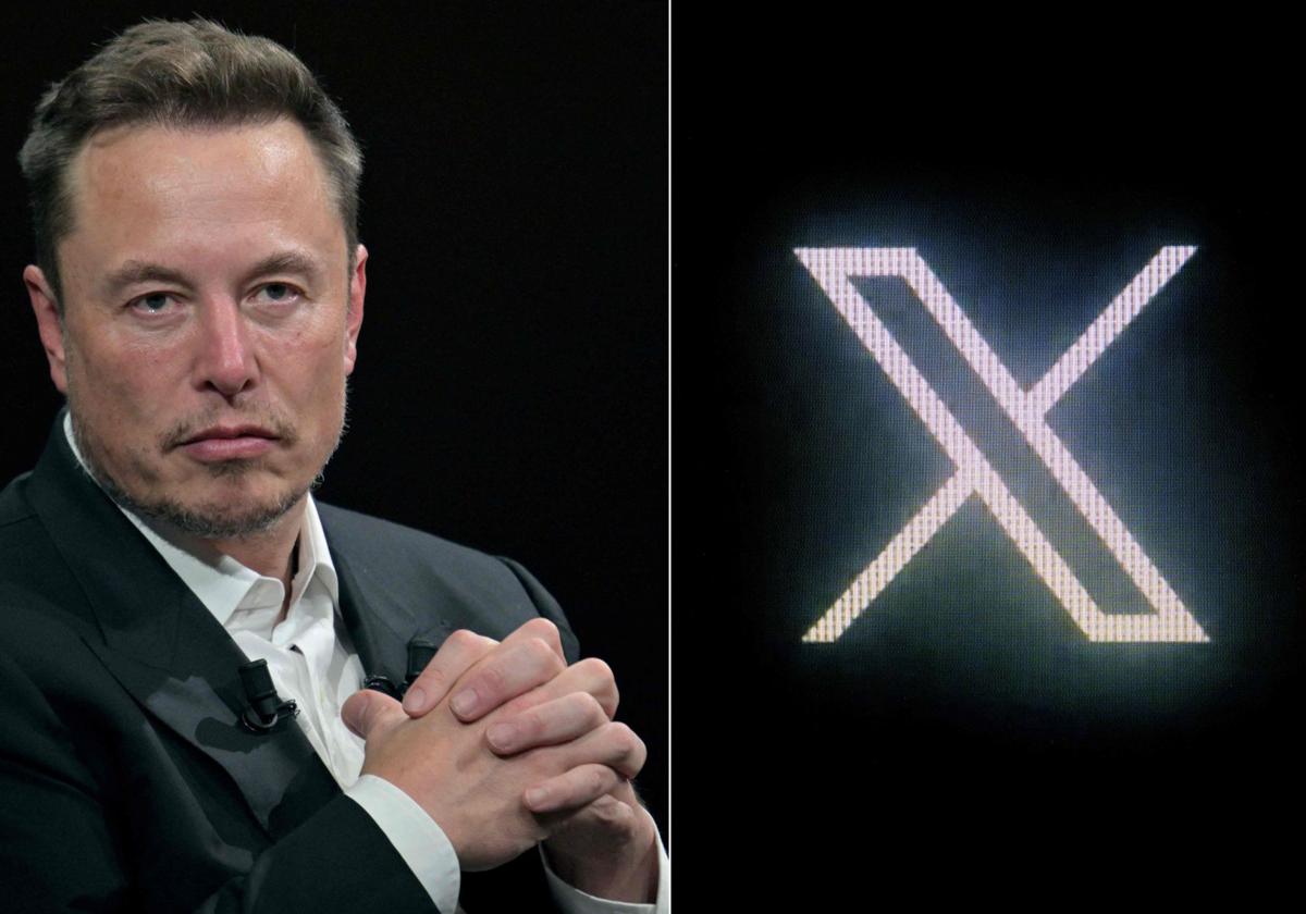 Elon Musk y el logo de X.