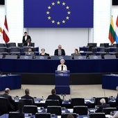 La presidenta de la Comisión Europea, Ursula Von der Leyen, durante un debate en el Parlamento Europeo