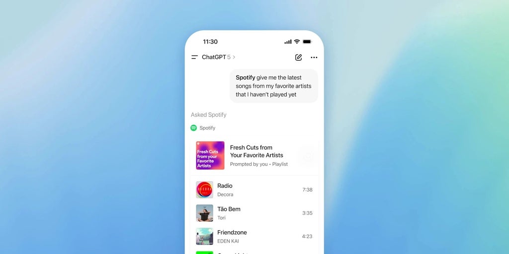 ChatGPT se vuelve compatible con 'apps' como Spotify y Booking: así funciona