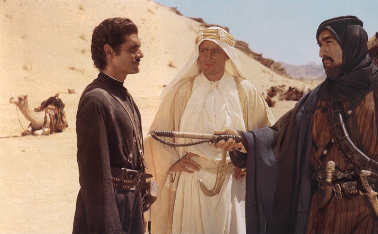 Omar Sharif, Peter O'Toole y Anthony Quinn, en la película Lawrence de Arabia